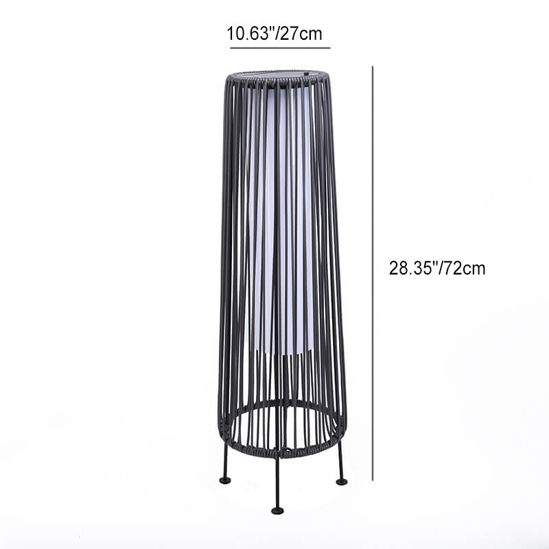 Modern Shabby Chic Solar Rund Trapezförmiges Eisen Rattan Korb LED Außenleuchte Für Außenpatio | Karnz