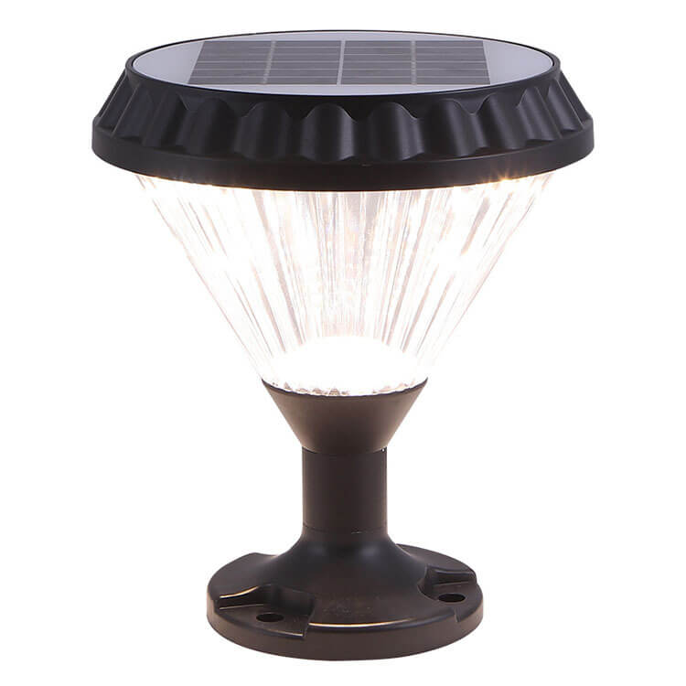 Modernes schwarzes Solar-Druckguss-Aluminium-Glas-Außen-Patio-Wasserdicht-Säulen-Hochlicht | Karnz