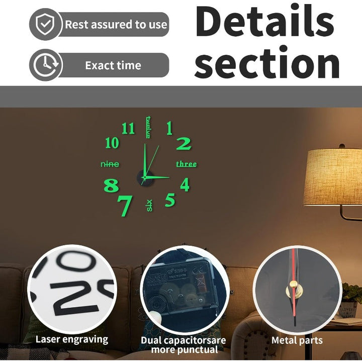 Luminous Rahmlose 3D Wanduhr Karnz