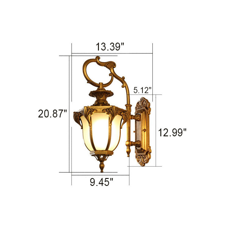 Europäische Retro Aluminium Glas geschnitzte Laterne 1-Licht Außen wasserdichte Wand Sconce Lampe | Karnz