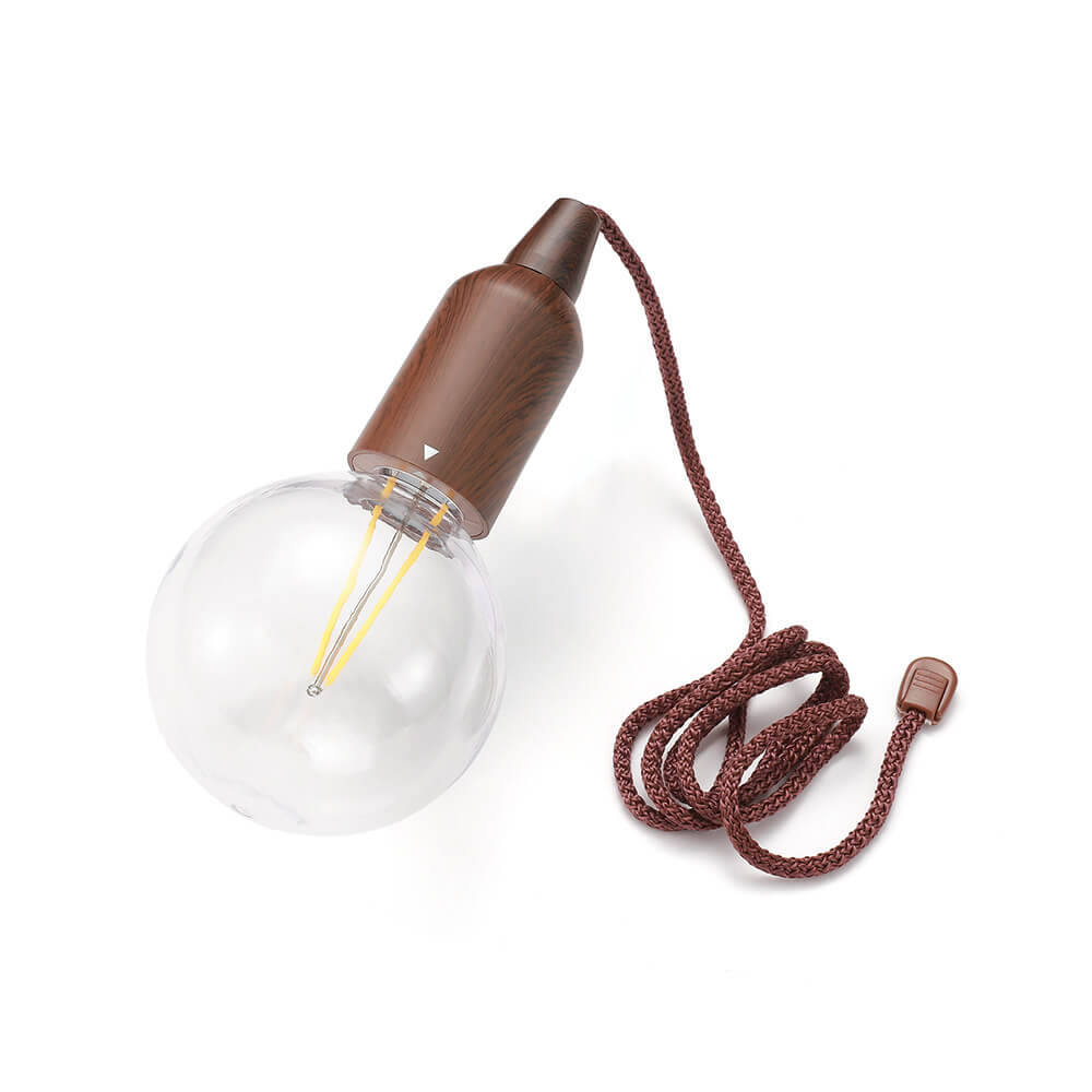 Retro-tragbare, wasserdichte, runde Kegellampe aus Holz mit Batterie-USB-Anschluss, 1-flammig, ideal für Camping und Outdoor-Aktivitäten