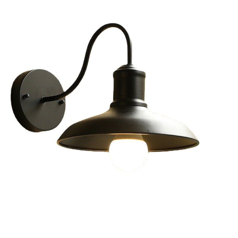 Retro Loft Dome Eisen Außen Wasserdicht 1-Licht Gebogene Arm Wand Sconce Lampe | Karnz