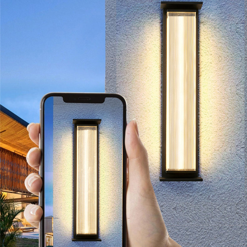 Wasserdichte, rechteckige LED-Wandleuchte aus Edelstahl und Acryl für die Terrasse