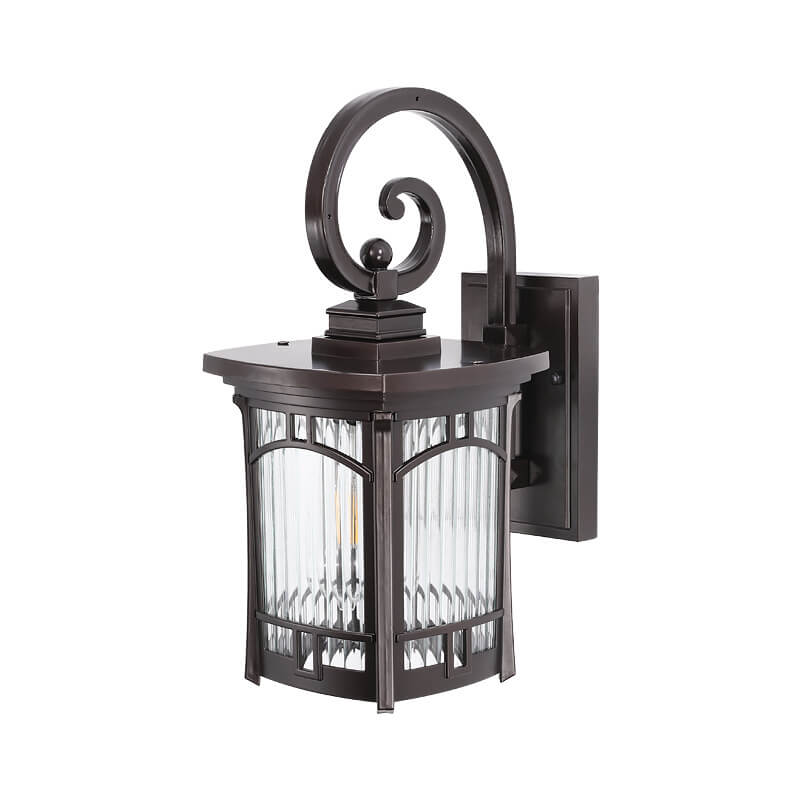 Moderne quadratische Aluminium-Glas-carved 1-Licht Außen wasserdichte Wandlampe | Karnz