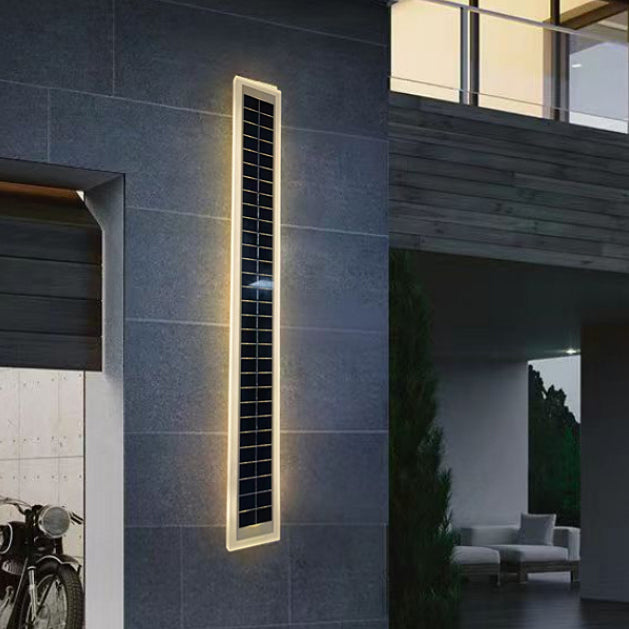 Minimalistische rechteckige LED-Wandleuchte für den Außenbereich, wasserdicht, mit Solarfunktion, für Terrasse und Garten