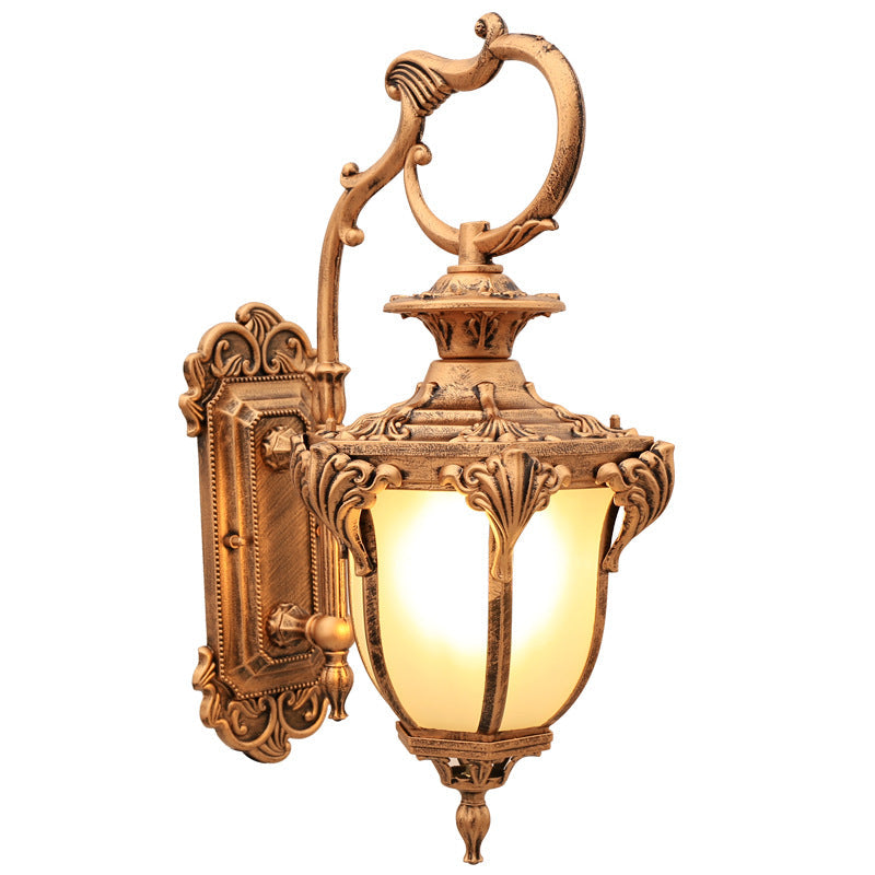 Europäische Retro Aluminium Glas geschnitzte Laterne 1-Licht Außen wasserdichte Wand Sconce Lampe | Karnz