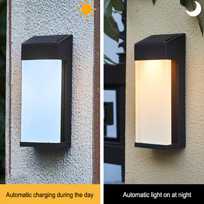 Solar Square LED-Wandleuchte für den Außenbereich, wasserdicht, aus mattiertem Glas