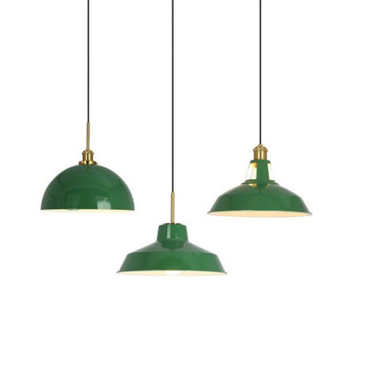 RetroDome Pendelleuchte im Industrie-Vintage-Stil | Grünes Eisenkuppel-Design | Einzelflammig | Rustikale Deckenbeleuchtung