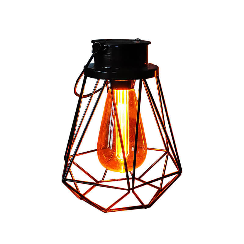 Solar Retro Eisen Laterne Geometrie LED Dekorative Außen Landschaft Licht | Karnz