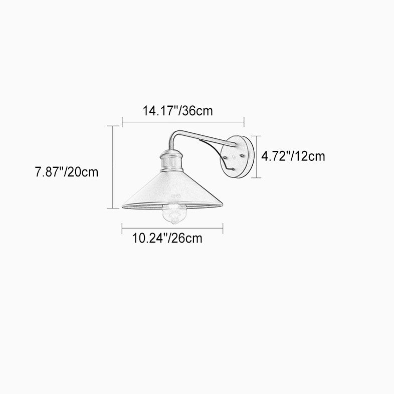 Moderner minimalistischer Kegel-Eisen 1-Lampe Wandleuchte für Außenpatio | Karnz