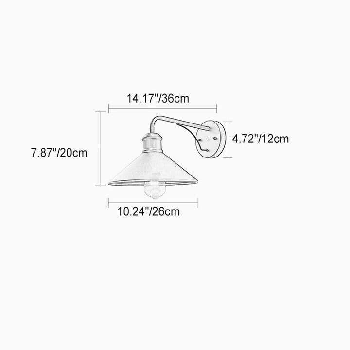 Moderner minimalistischer Kegel-Eisen 1-Lampe Wandleuchte für Außenpatio | Karnz