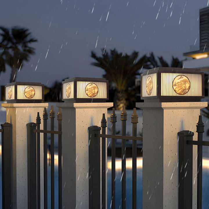 Modern minimalist Solar wasserdicht quadratisch Aluminium Glas LED Postkopflicht für Garten | Karnz