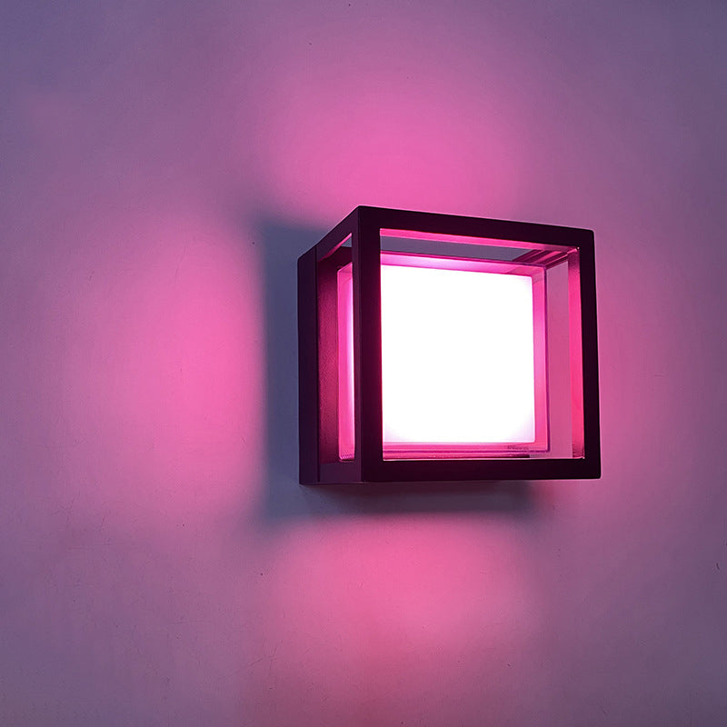 Wasserdichte quadratische LED-Außenwandleuchte aus Aluminium und Acryl für den Garten