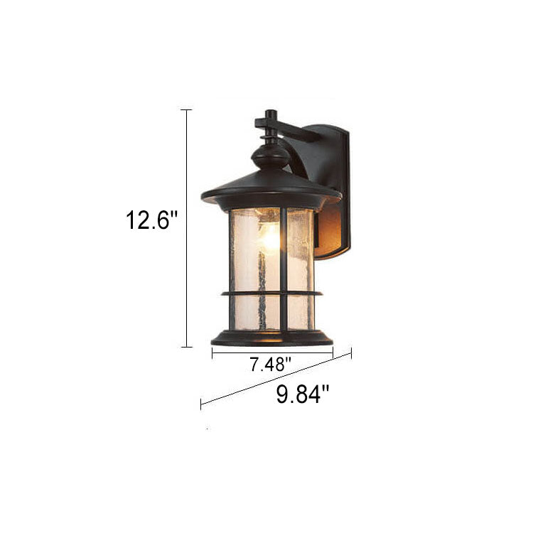 Industrielle Vintage Blasen-Glas-Säule 1-Licht Außen wasserdichte Wand Leuchte Lampe | Karnz