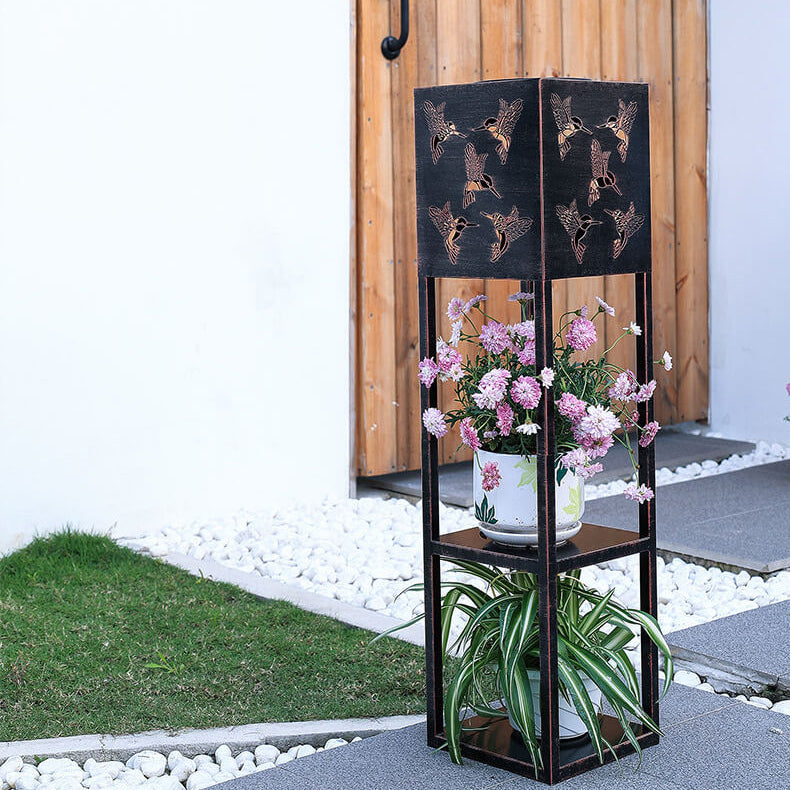 Solar-Schmetterlingsleuchte, Schatten, quadratische Regalleuchte, Pflanzgefäßleuchte, Gartendekoration, wasserdicht, für Terrasse und Garten