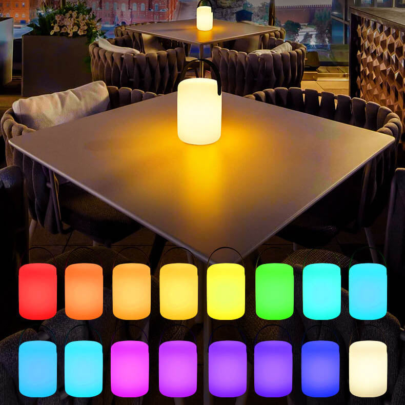 Moderne Einfachheit Kunststoff Runde Square Hand LED Tischlampe Für Outdoor Patio | Karnz
