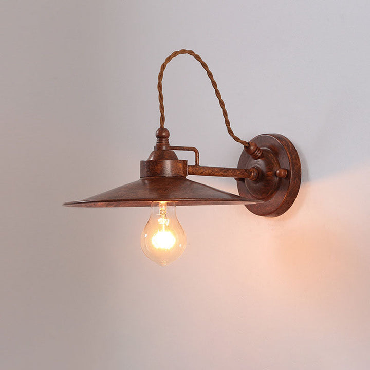 Zeitgenössische industrielle wasserdichte Metallplatten-Schüssel 1-Licht Wandleuchte Lampe für Außenpatio | Karnz