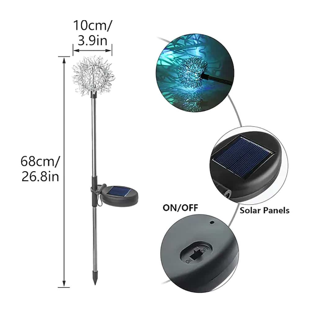Solar LED Gartenlampe ( 2 Stück) Löwenzahn-Design mit Spieß | Karnz