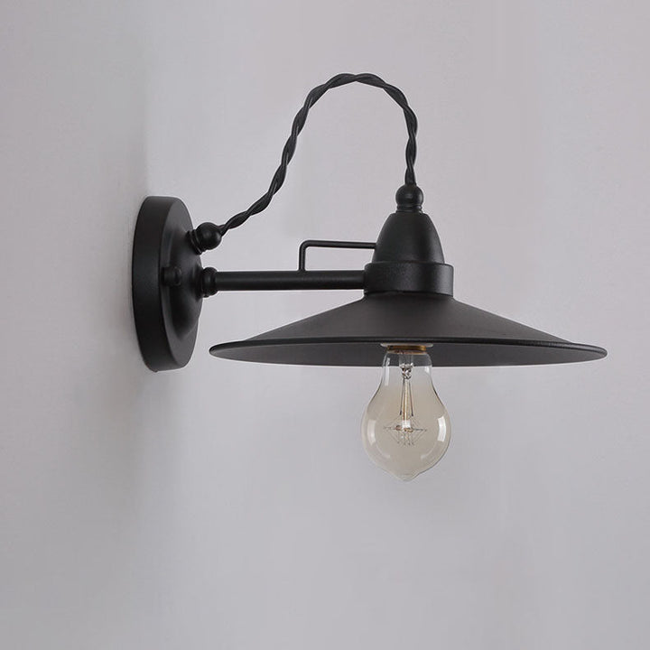 Zeitgenössische industrielle wasserdichte Metallplatten-Schüssel 1-Licht Wandleuchte Lampe für Außenpatio | Karnz