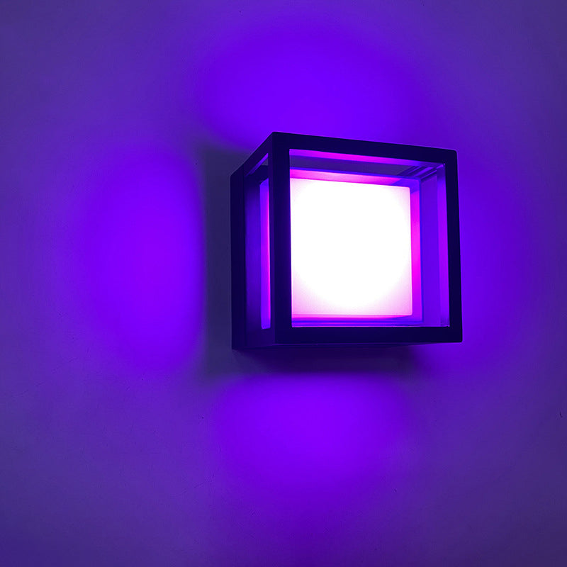 Wasserdichte quadratische LED-Außenwandleuchte aus Aluminium und Acryl für den Garten