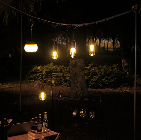Retro-tragbare, wasserdichte, runde Kegellampe aus Holz mit Batterie-USB-Anschluss, 1-flammig, ideal für Camping und Outdoor-Aktivitäten