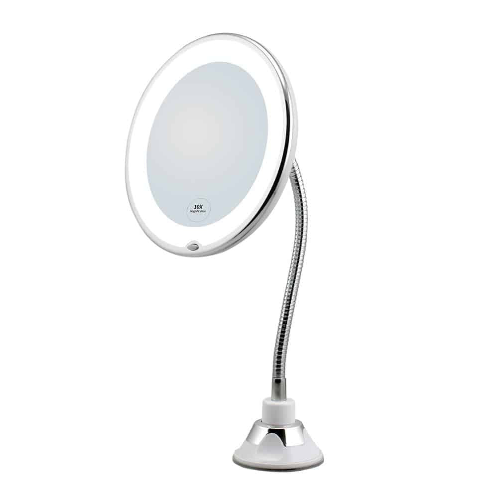 Schminkspiegel mit LED &amp; Vergrößerung - mit Saugnapf und flexiblem Arm | Karnz