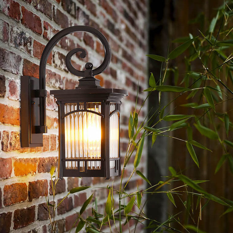 Moderne quadratische Aluminium-Glas-carved 1-Licht Außen wasserdichte Wandlampe | Karnz