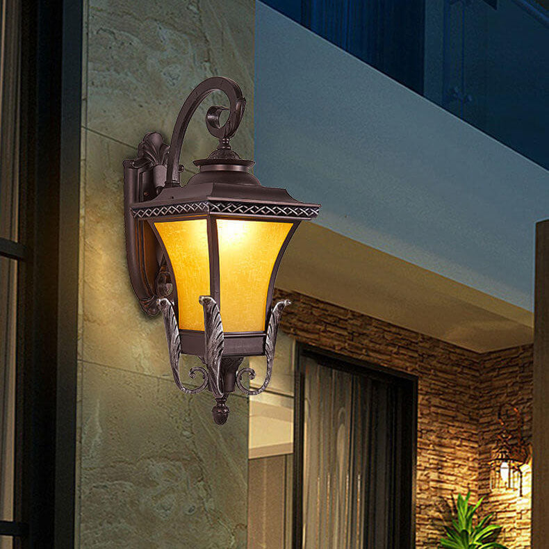 Europäisches Vintage Outdoor Quadrat Käfig Aluminium Glas 1-Licht Wandlampe | Karnz
