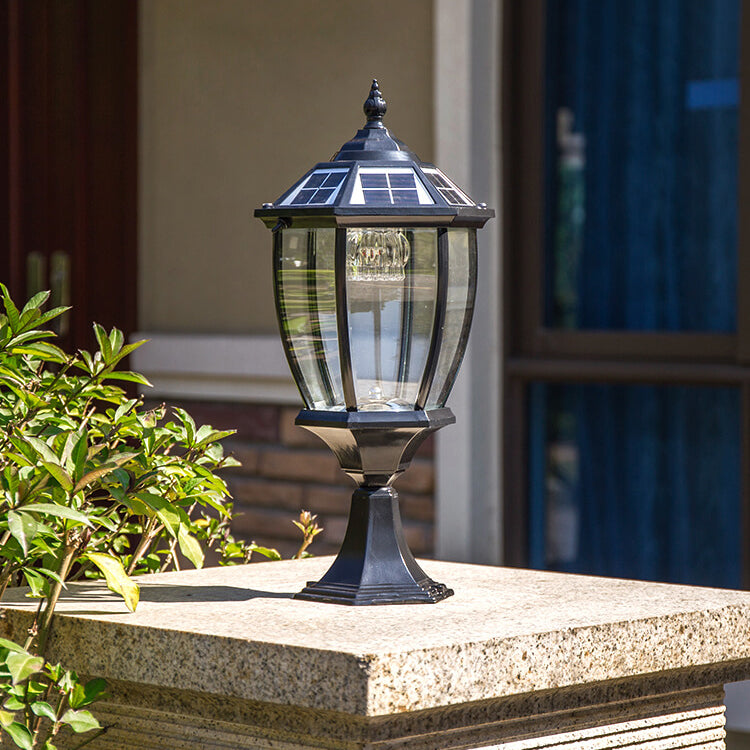 Wasserdichte, solarbetriebene Gartenleuchte aus Aluminium und Glas mit 1-flammigem Design