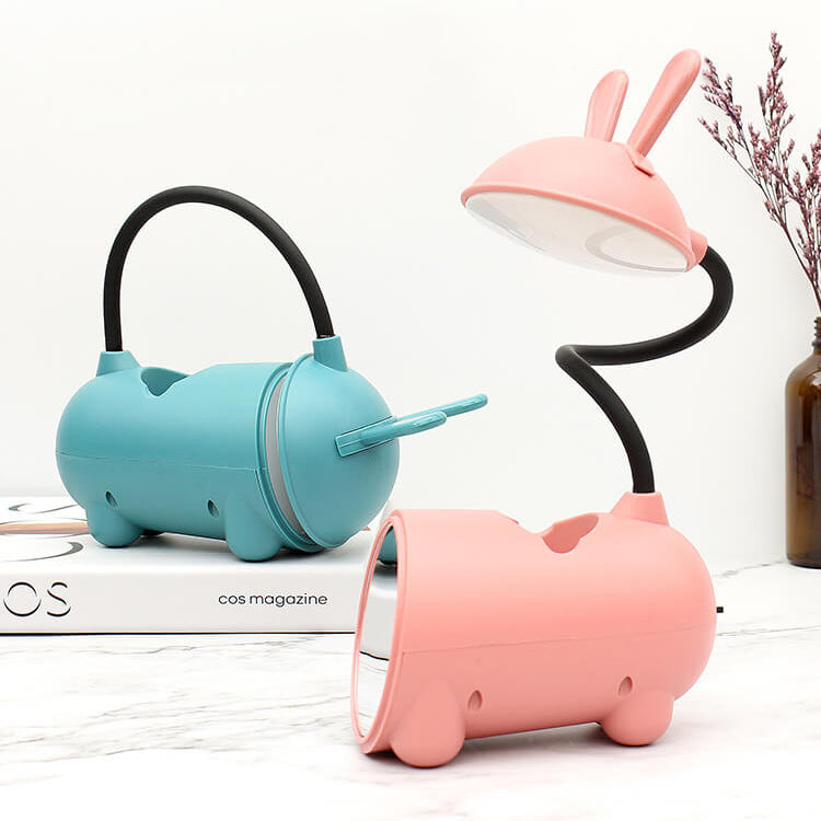 LumoBun Tischleuchte – Niedliche LED-Schreibtischlampe mit Stifthalter und USB-Anschluss