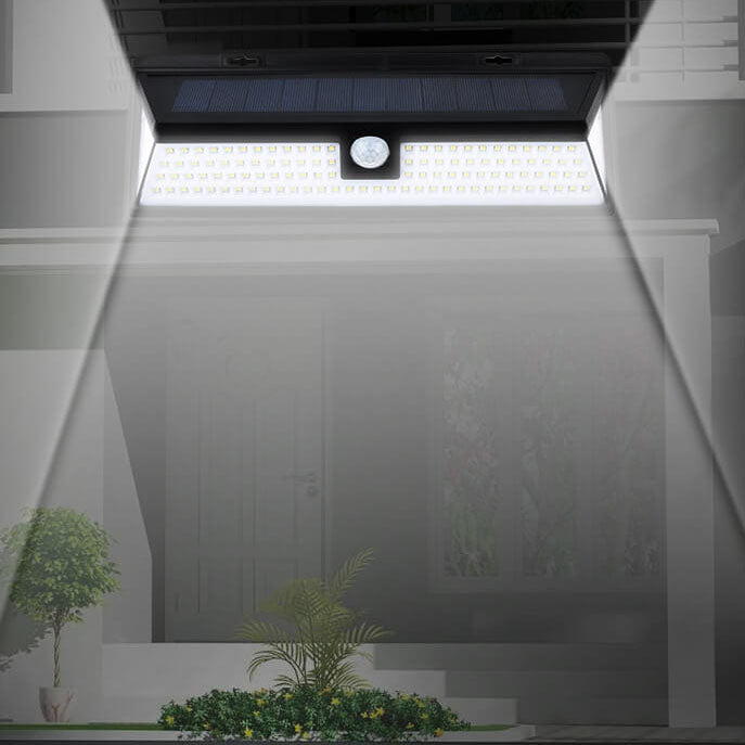 Moderne schwarze rechteckige menschliche Sensor Solar wasserdichte Außen Garten LED Wandlampe | Karnz