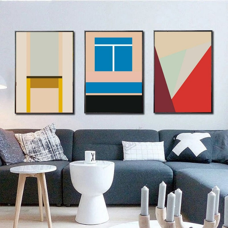 Bunte Dreiecke - Leinwand Wandkunst Gemälde