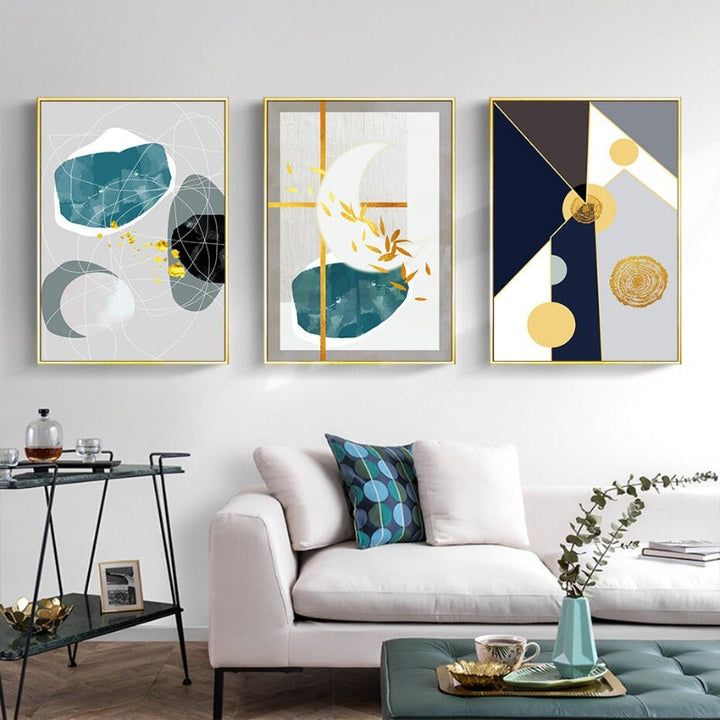 Geometrische Farbenfrohe Designs - Leinwand Wandkunst Malerei