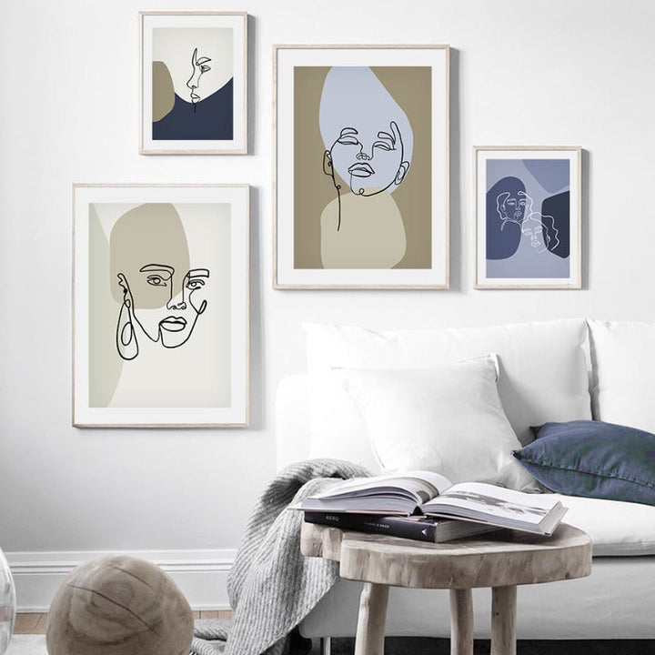 Line Graphic Art - Leinwand Wandkunst Malerei