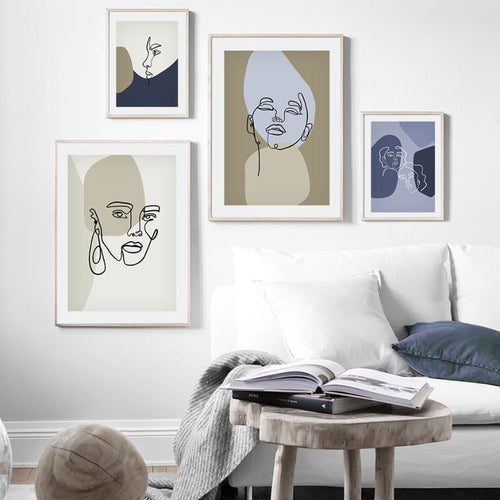 Line Graphic Art - Leinwand Wandkunst Malerei