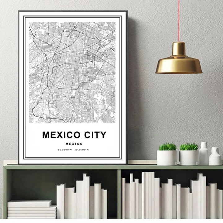 Mexiko-Stadt Karte Mexiko Drucke Kunst - Leinwand Wandkunst Malerei