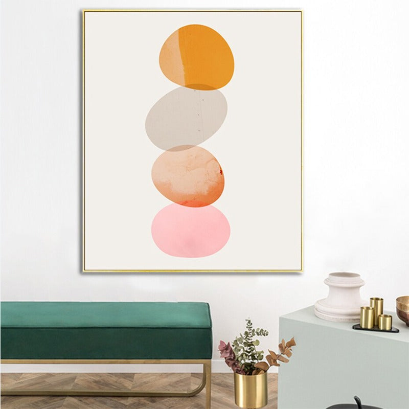 Orangefarbener geometrischer Kreisstein - Leinwandbild