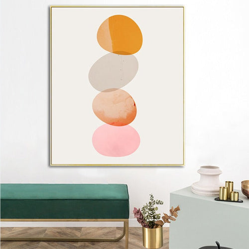 Orangefarbener geometrischer Kreisstein - Leinwandbild
