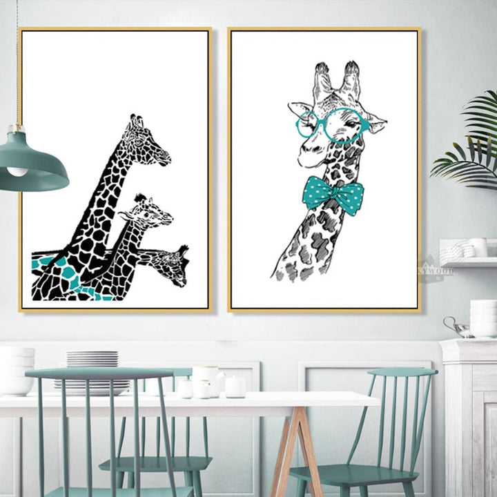 Minimalistische Tiere Giraffe Krawatte Nordisches Poster - Leinwand Wandkunst Gemälde