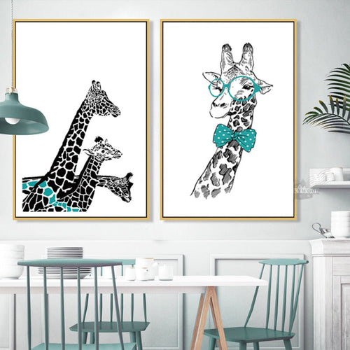 Minimalistische Tiere Giraffe Krawatte Nordisches Poster - Leinwand Wandkunst Gemälde
