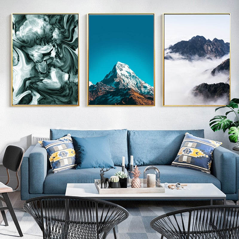 Moderne nordische Berglandschaft – Leinwandbild