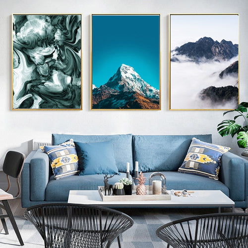 Moderne nordische Berglandschaft – Leinwandbild