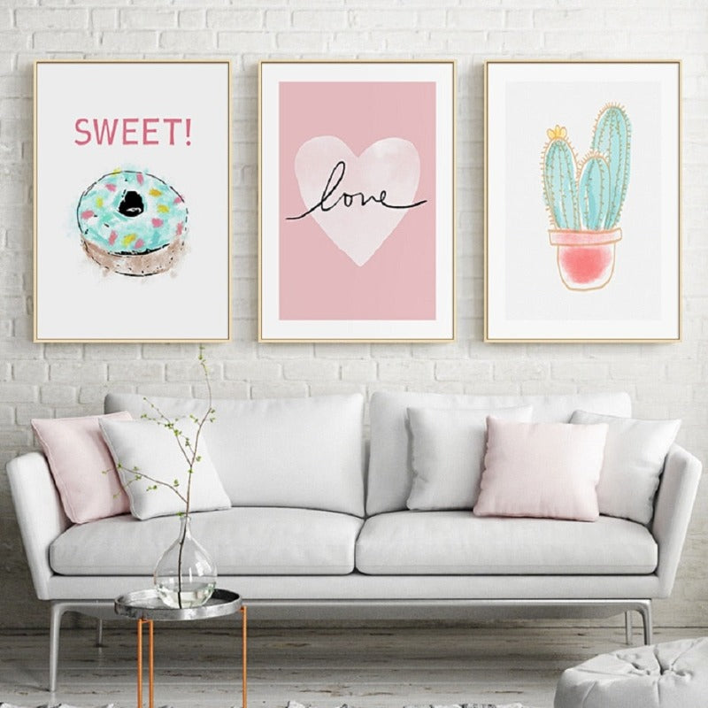 Pink Sweet-Heart Skandinavien - Leinwand Wandkunst Malerei