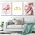 Modernes Leinwandbild mit rosa Flamingos und Pfingstrosen