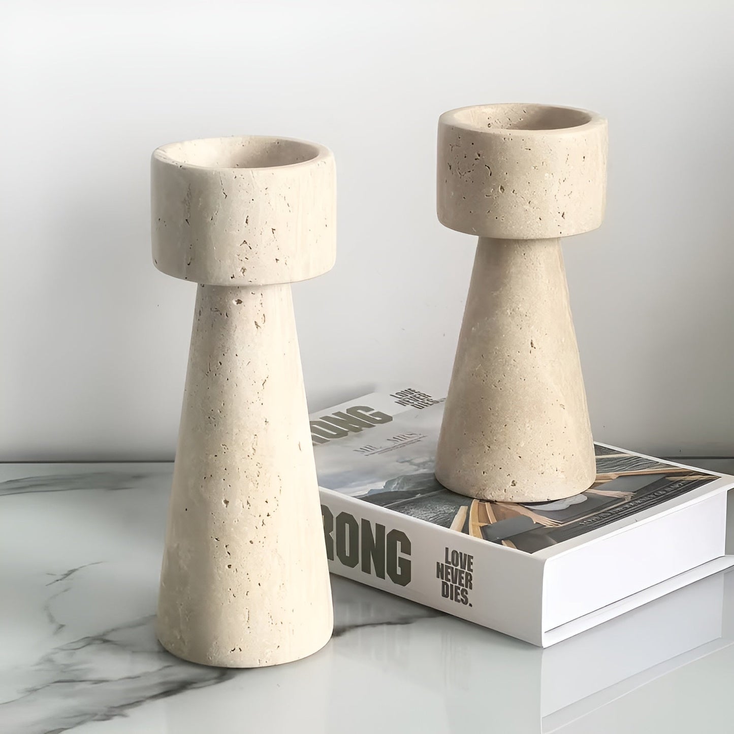 MarKarnze Kerzenhalter aus Naturstein – Elegant & Dekorativ | Poliert für TaKarnze, Hochzeiten und Wohnräume