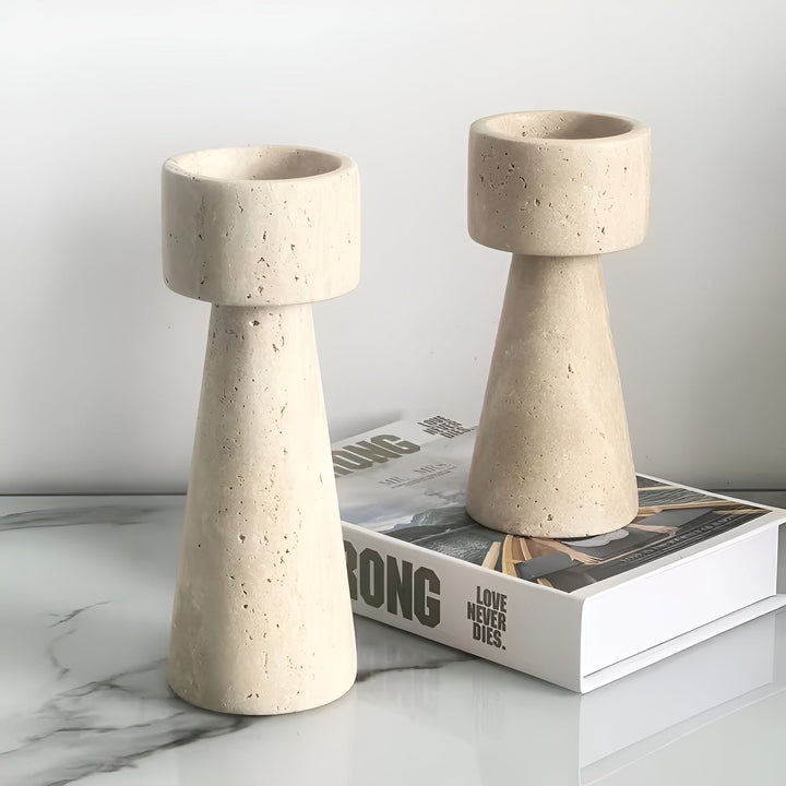 MarKarnze Kerzenhalter aus Naturstein – Elegant & Dekorativ | Poliert für TaKarnze, Hochzeiten und Wohnräume