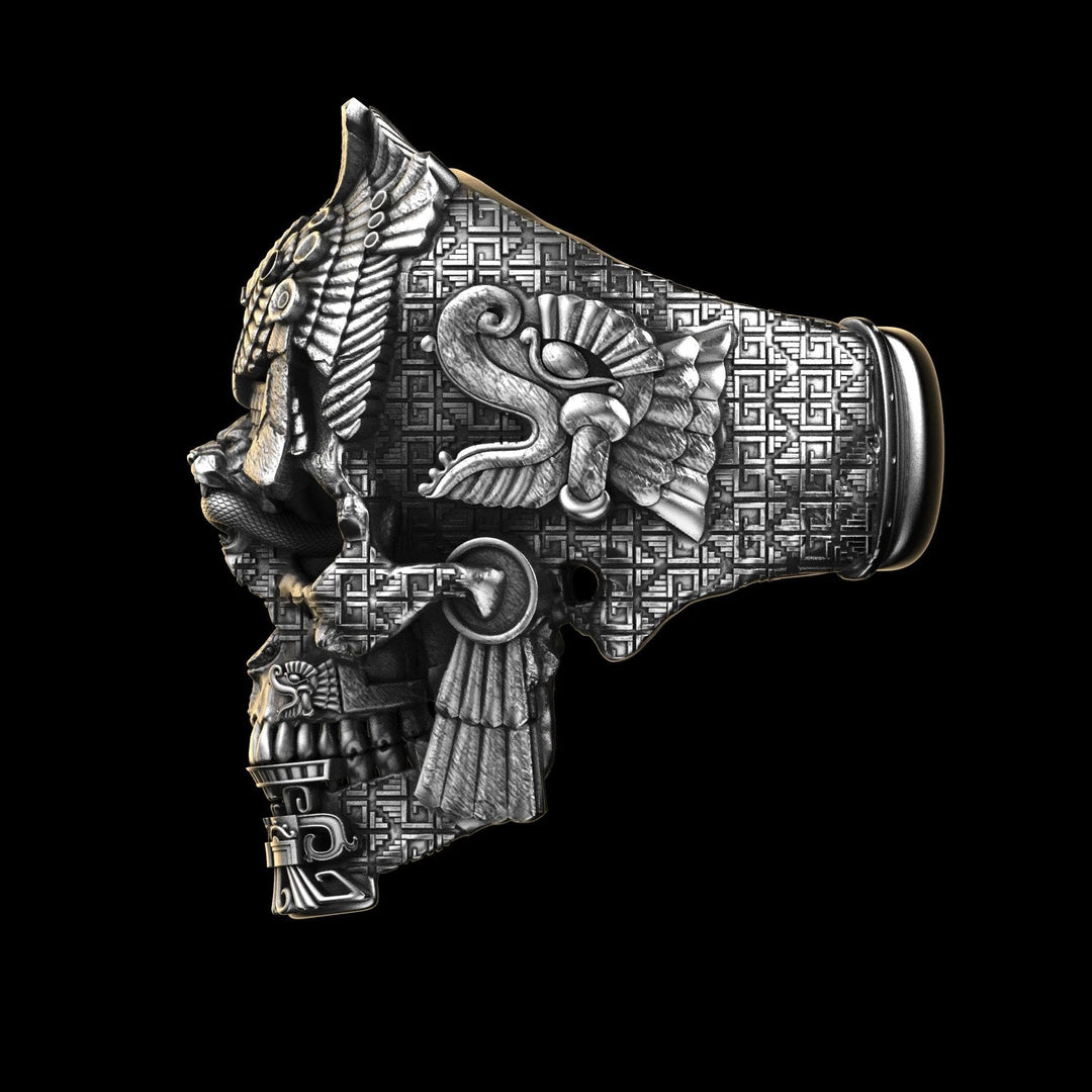 Herrenring mit Totenkopfmotiv aus Sterlingsilber | Handgefertigter Statement-Schmuck von GrimSkull | 100 % Silber