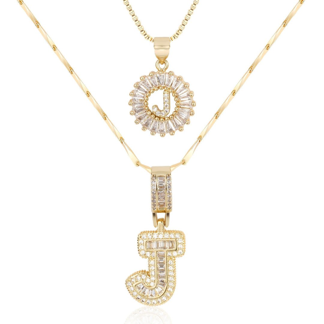 Karnz | 2pc 14k Diamant Buchstaben Initialen Halsketten