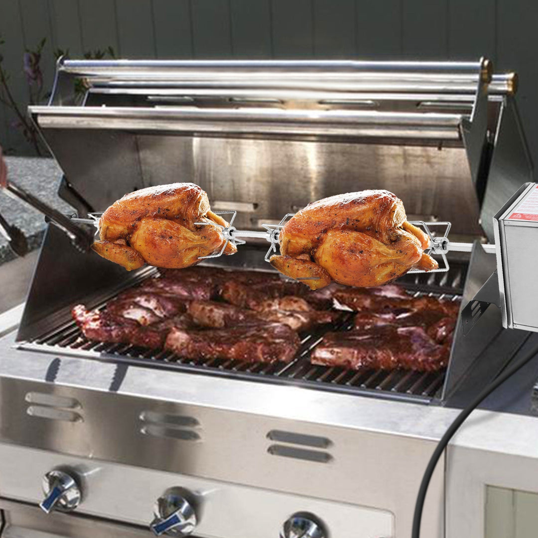BBQ Grillspieß Edelstahl Motor 4x Fleischnadel | Karnz