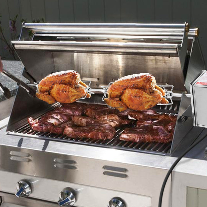 BBQ Grillspieß Edelstahl Motor 4x Fleischnadel | Karnz
